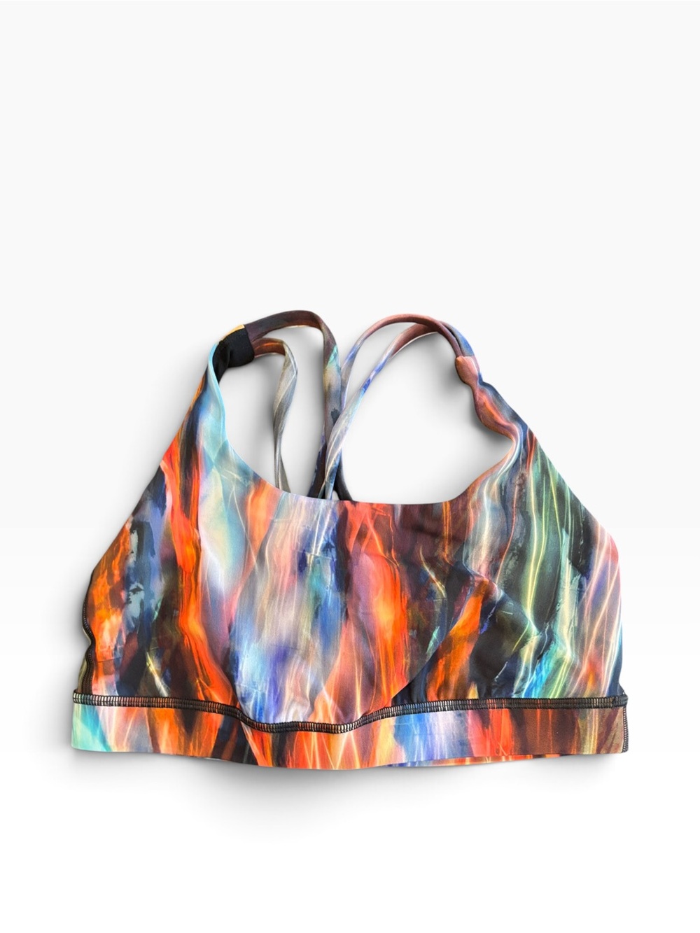 lululemon athletica Multicolor Flame-Effect Sports Bra Orange, Blue & Black